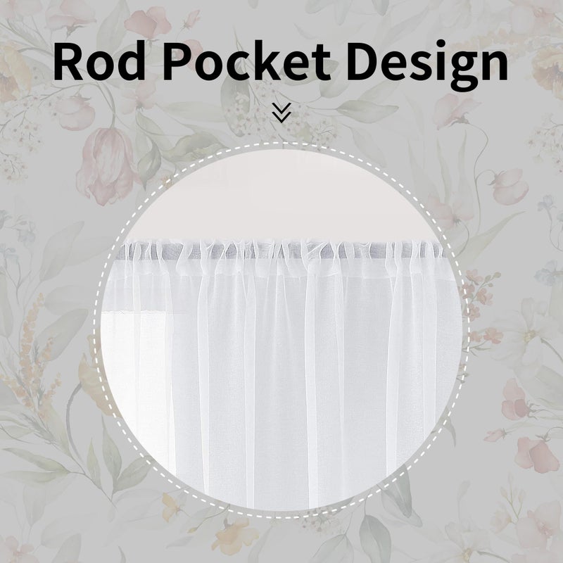 Fereyis Floral Sheer Curtains for Living Room 84 inch Length 2 Panels Set Elegant Yellow Flower Spring Printed Window Curtain Chiffon Drapes for Bedroom - Image 3
