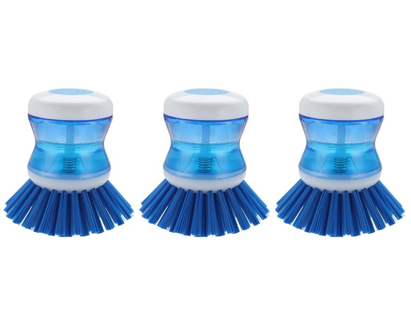 YeuDeuy Dish Brush with Soap Dispenser for Dishes Pot Pan Kitchen Sink Scrubbing Blue 3pcs 