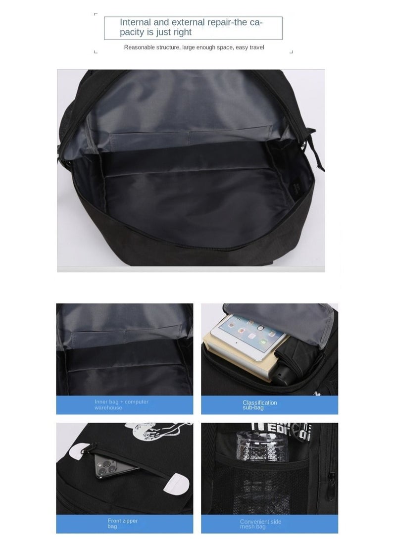 TOEON Summer Anime Casual School Backpack Blue/White - Image 5