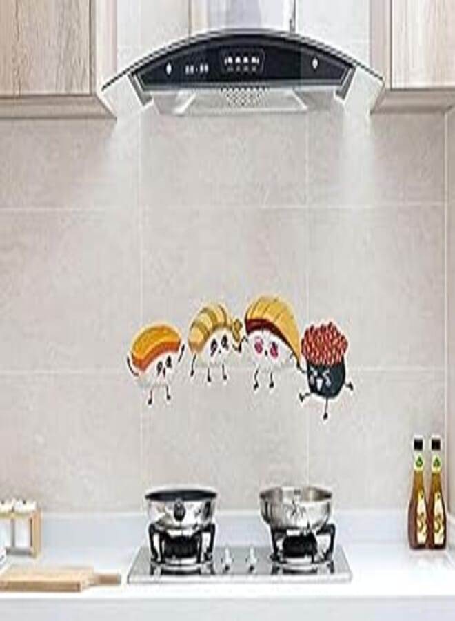 OR Transparent Cartoon Kitchen Stove Oil Proof Stickers High Temperature Household Fume Sticker Waterproof Wall Stickers-es 