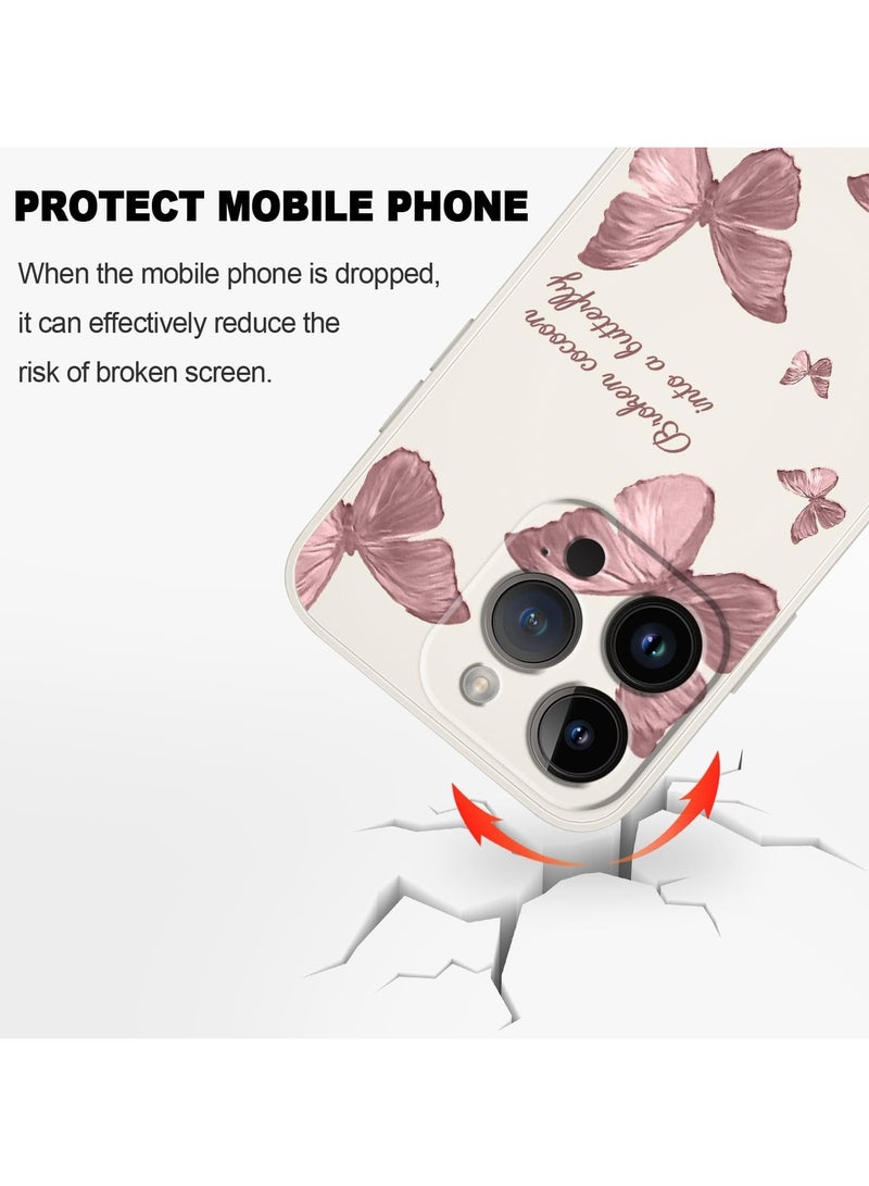 iPhone 12 Pro Max Case Flower Butterfly Cute Astronaut Design Phone Cover Soft Microfiber Lining Slim Liquid Silicone 12 Pro Max Case-White 3 - Image 5