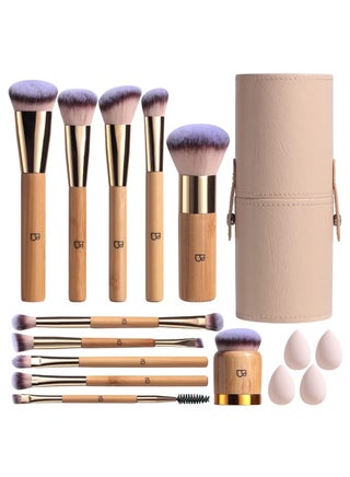 16-Piece Vegan Bamboo Makeup Brush Set – Soft Beauty Brushes & Sponge with Holder - pzsku/Z3A1872AEF14D35A00715Z/45/_/1739731106/7dd99463-48aa-4c50-882c-af7fbfffef77