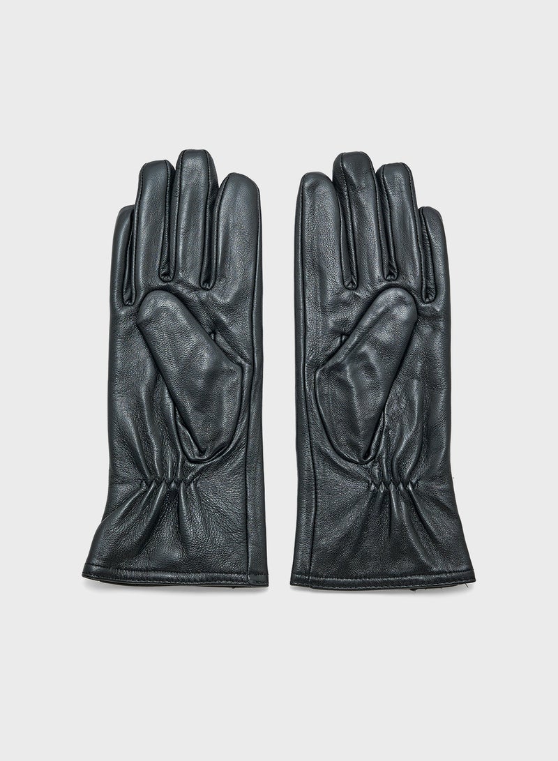 ELLA Genuine Leather Glove With Ruched Detailing  - Image 2