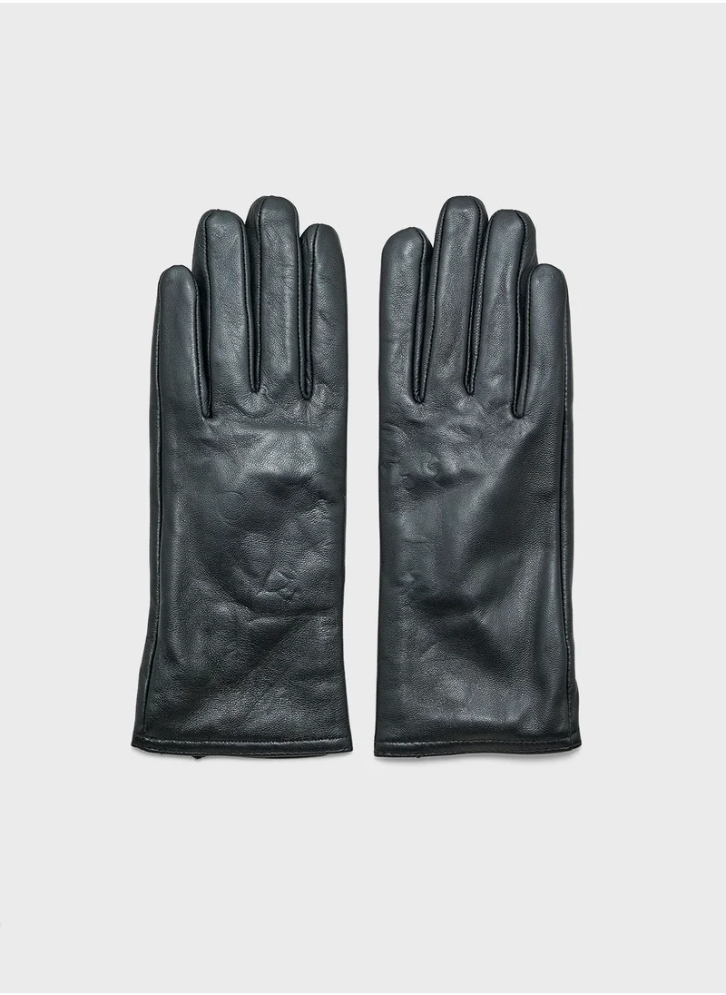 ايلا Genuine Leather Glove With Ruched Detailing