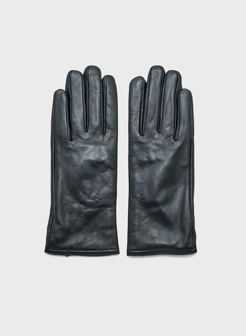 ELLA Genuine Leather Glove With Ruched Detailing  - Image 1