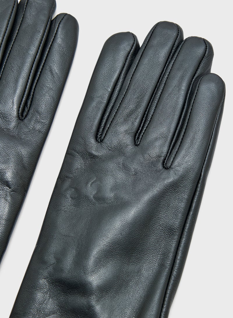ELLA Genuine Leather Glove With Ruched Detailing  - Image 3