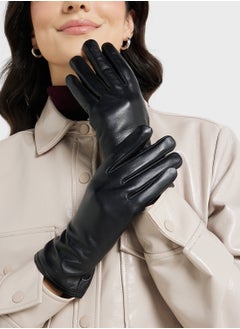 ELLA Genuine Leather Glove With Ruched Detailing  - Image 4