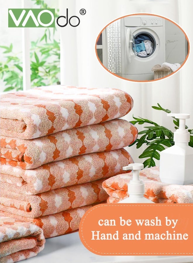 فاو دو مجموعة مناشف حمام 4 قطع، 1 منشفة حمام كبيرة الحجم و 3 مناشف، مادة ناعمة على البشرة عالية الامتصاص، مناشف سريعة الجفاف للاستحمام والصيف والشاطئ والصالون والرياضة باللون البرتقالي - Image 5