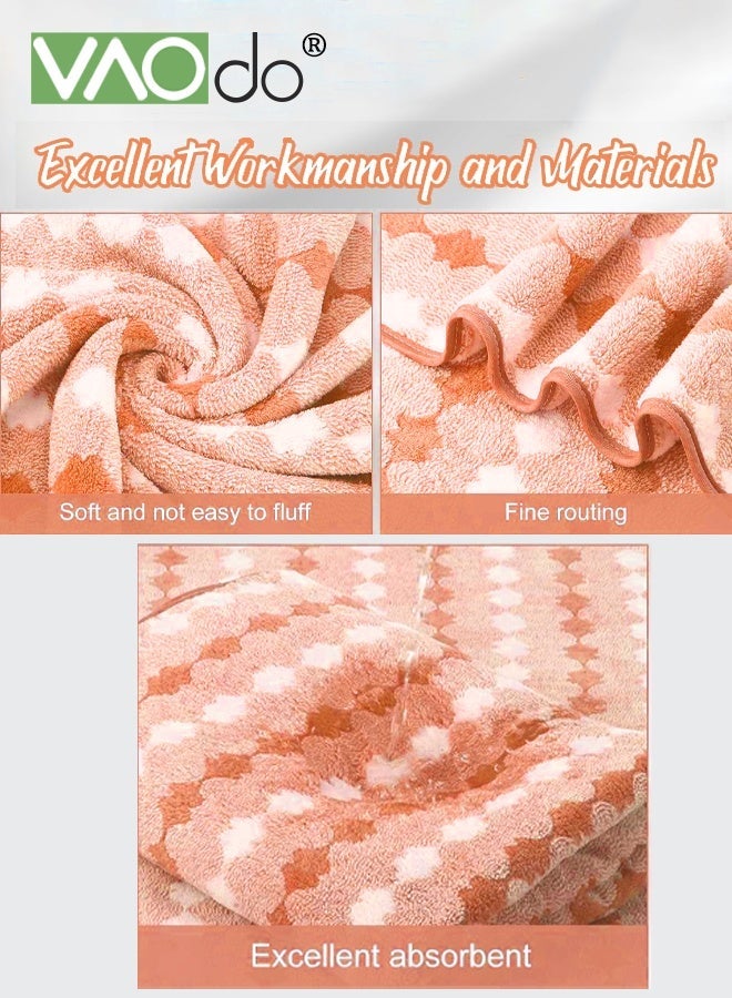فاو دو مجموعة مناشف حمام 4 قطع، 1 منشفة حمام كبيرة الحجم و 3 مناشف، مادة ناعمة على البشرة عالية الامتصاص، مناشف سريعة الجفاف للاستحمام والصيف والشاطئ والصالون والرياضة باللون البرتقالي - Image 2