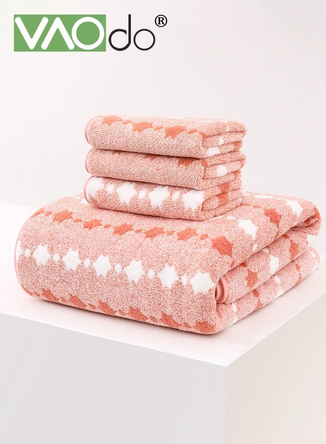 فاو دو مجموعة مناشف حمام 4 قطع، 1 منشفة حمام كبيرة الحجم و 3 مناشف، مادة ناعمة على البشرة عالية الامتصاص، مناشف سريعة الجفاف للاستحمام والصيف والشاطئ والصالون والرياضة باللون البرتقالي - Image 1