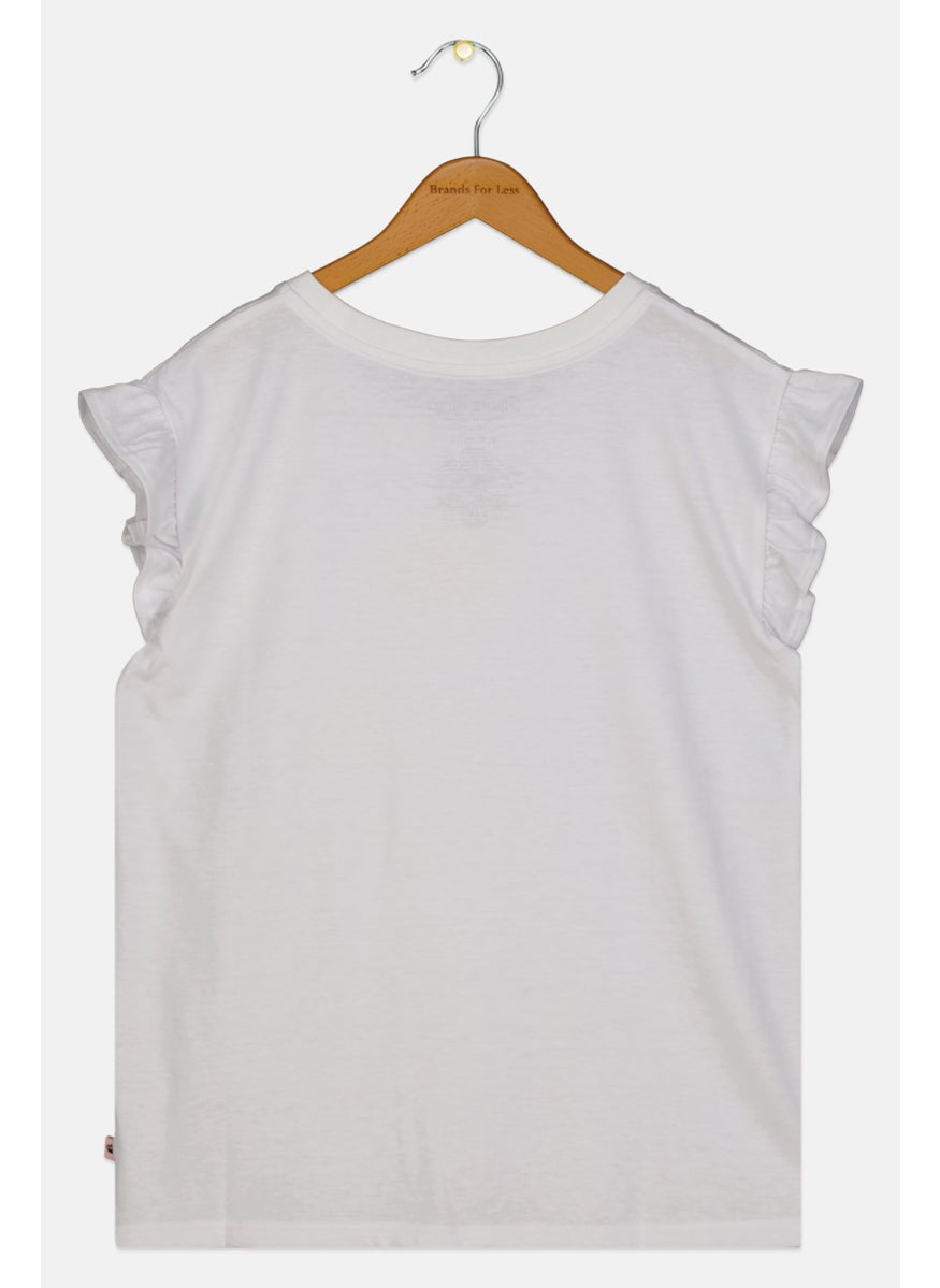 Juicy Couture Kids Girl Short Sleeves Graphic Print Tops, White  - Image 2