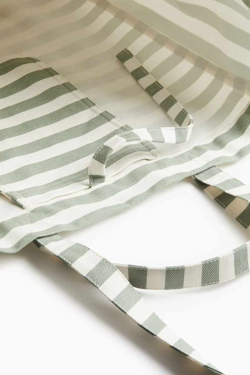 اتش اند ام حقيبة للشاطئ من الكتان القطني