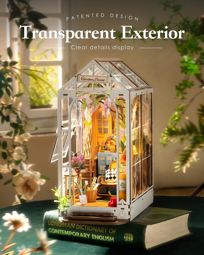 Rolife DIY Book Nook Kits for Adults-Garden House Bookshelf Insert Booknook-3d Puzzle Dollhouse Room Decor for Teen Girls Boys Women Men - Image 3