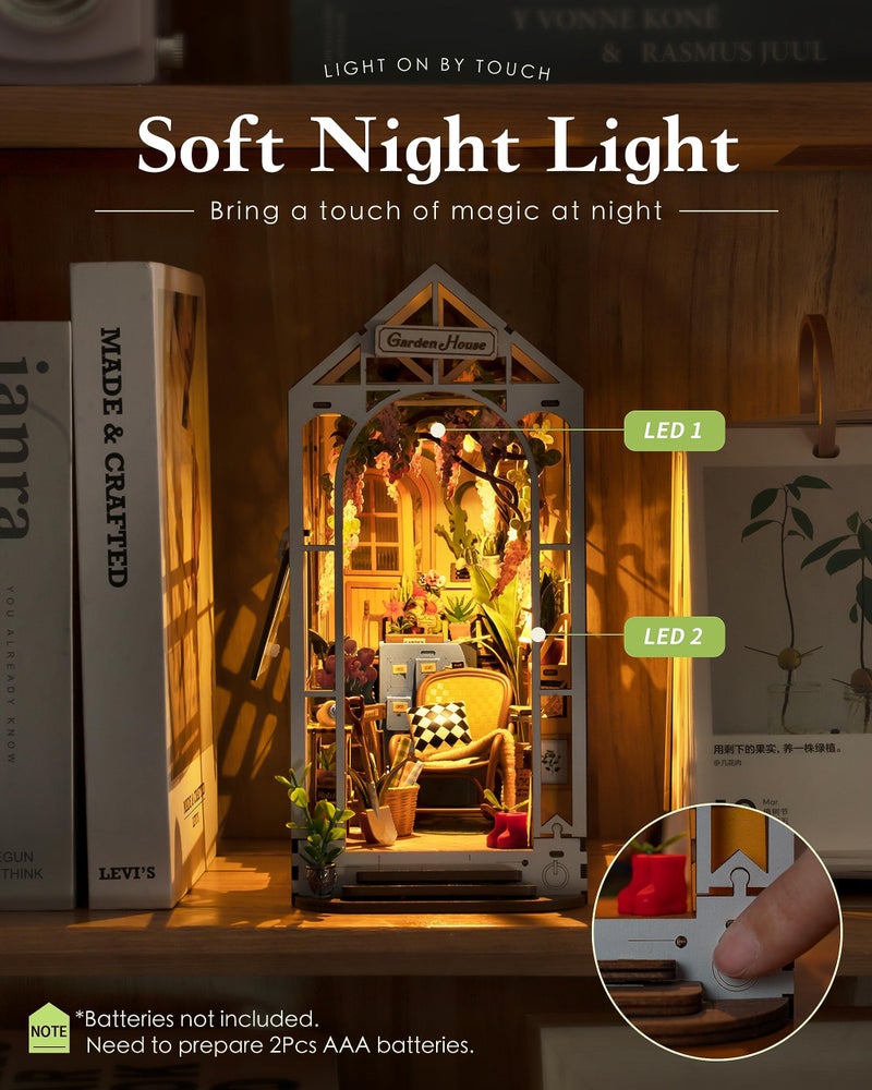 Rolife DIY Book Nook Kits for Adults-Garden House Bookshelf Insert Booknook-3d Puzzle Dollhouse Room Decor for Teen Girls Boys Women Men - Image 4