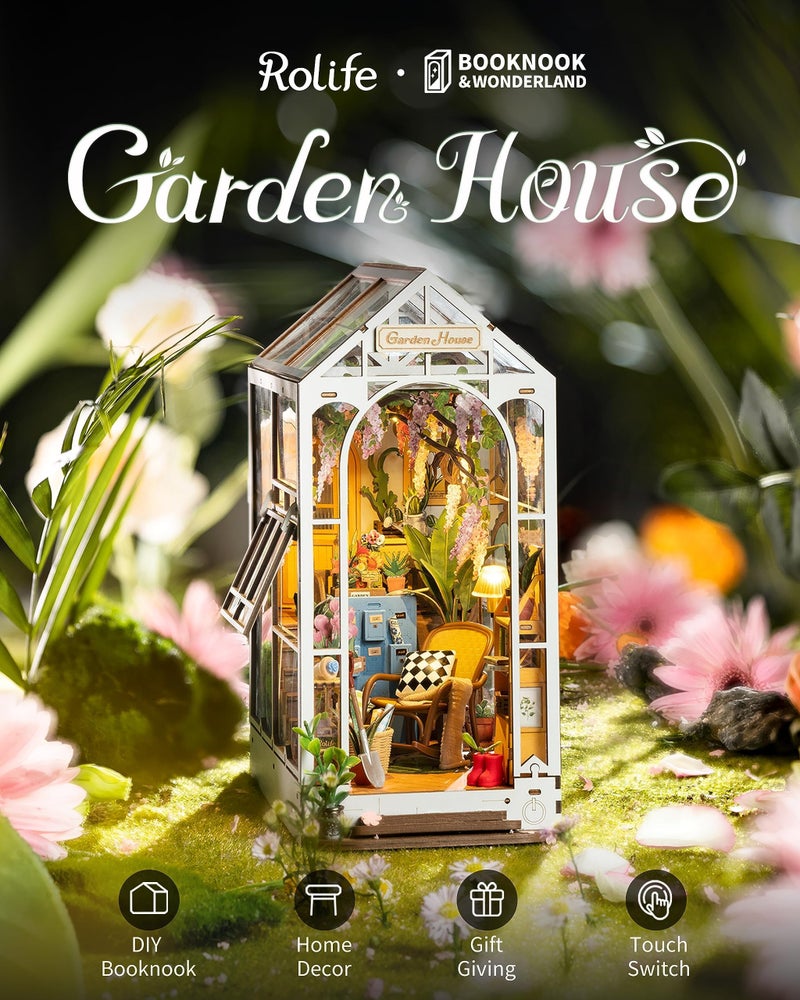 Rolife DIY Book Nook Kits for Adults-Garden House Bookshelf Insert Booknook-3d Puzzle Dollhouse Room Decor for Teen Girls Boys Women Men - Image 2