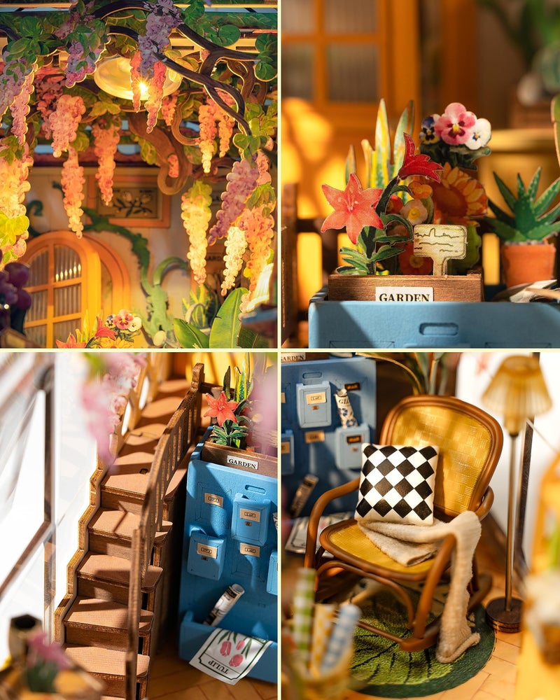 Rolife DIY Book Nook Kits for Adults-Garden House Bookshelf Insert Booknook-3d Puzzle Dollhouse Room Decor for Teen Girls Boys Women Men - Image 5