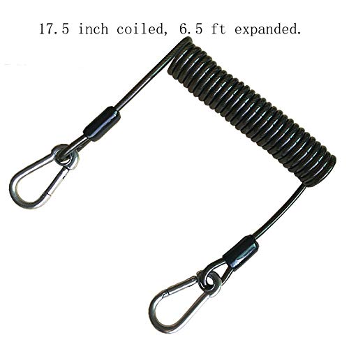 Todefrgu Retractable Tool Lanyard, Fishing Coiled Lanyard, Stainless Steel Inside Heavy Duty Fishing Safety Rope Extension Cord Tether, for Deep Sea Fishing Tools Rod Kayak Paddles, with Carabiner -2Pcs - Image 2