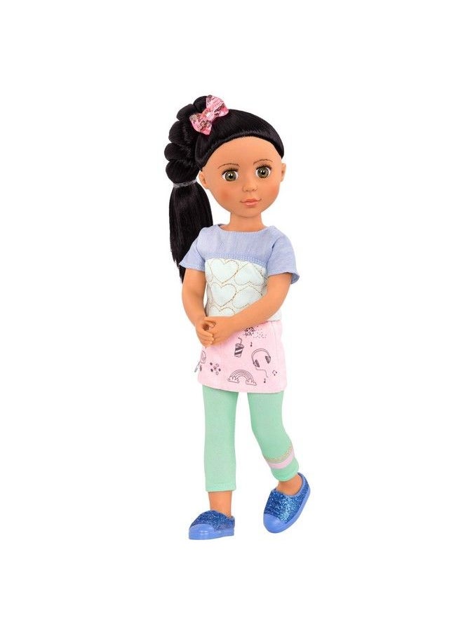 Glitter Girls - Soo Ji 14Inch Poseable Fashion Doll Black Hair & Hazel Eyes Hearts Outfit With Blue Glitter Shoes Toys Clothes And Accessories For Kids Ages 3+ - Image 1