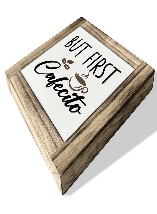 XJCUG But First Cafecito Wood Plaque Sign, Box Wood Plaques Desk Décor, Accent Cafe Decor Sign, Farmhouse Coffee Station Art Decor, Tabletop Decor Sign for Kitchen Dining Room, Coffee Lover Gift 5.9×5.9inch - Image 3