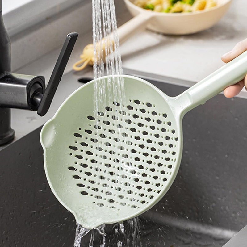 HEEPDD Kitchen Skimmer Spoon, Heat Handle, Large Capacity Tool for Frying, Cooking, Draining, Green, 6.7X14.4 Kitchen Skimmer Spoon, Nylon Strainer Ladle, Nan (Green) - Image 3