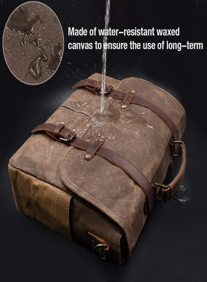 NEWHEY Mens Messenger Bag 15.6 Inch Waterproof Vintage Genuine Leather Waxed Canvas Briefcase Large Satchel Shoulder Bag Rugged Leather Computer Laptop Bag with Leather Portfolio, Brown Coffee - Image 2
