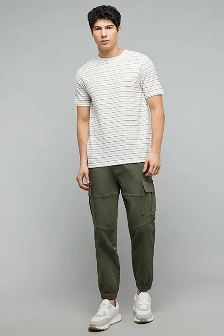 R&b Striped T-Shirt with Crew Neck and Short Sleeves