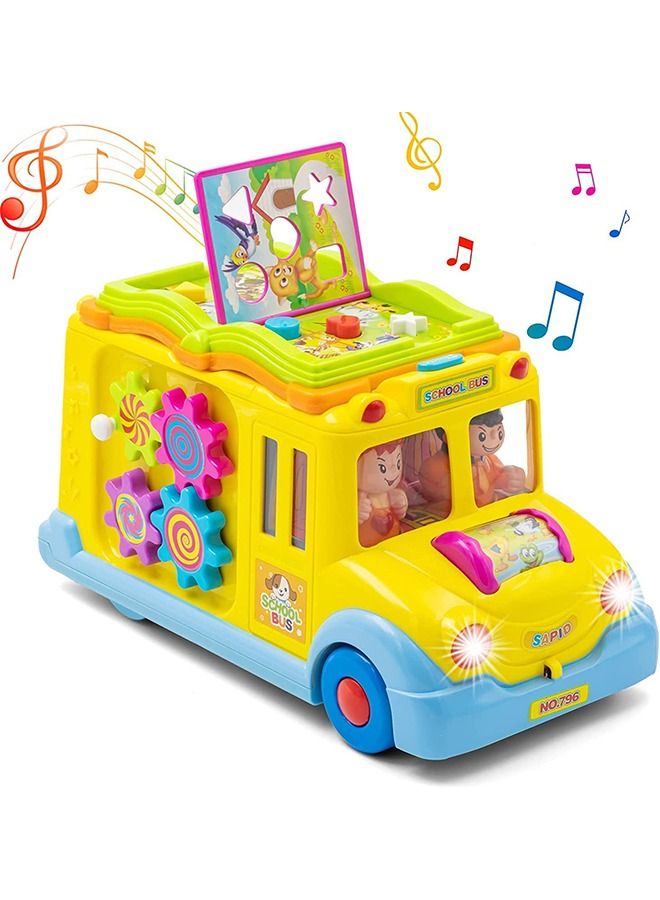 BAYBEE Multi Functional Automatic Electronic Car School Bus Toys For Kids Baby Toy Bus With 2 Mode Music Lights Gears Animals Sounds Toys Musical Toy Early Learning Educational Toys For Baby Kids - Image 1
