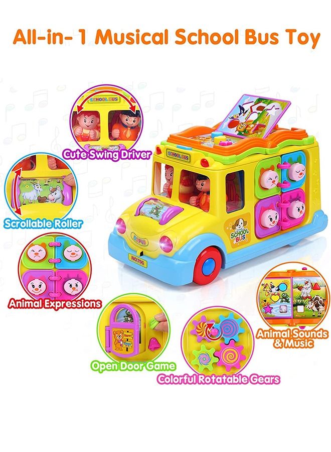 BAYBEE Multi Functional Automatic Electronic Car School Bus Toys For Kids Baby Toy Bus With 2 Mode Music Lights Gears Animals Sounds Toys Musical Toy Early Learning Educational Toys For Baby Kids - Image 3