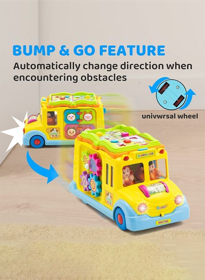 BAYBEE Multi Functional Automatic Electronic Car School Bus Toys For Kids Baby Toy Bus With 2 Mode Music Lights Gears Animals Sounds Toys Musical Toy Early Learning Educational Toys For Baby Kids - Image 4