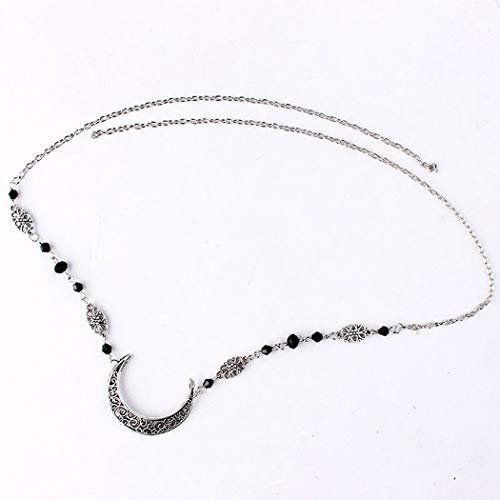 Jovono Retro Crescent Moon Head Chain Crystal Headpiece Fashion Hair Accesories for Women and Girls (Silver) - Image 5