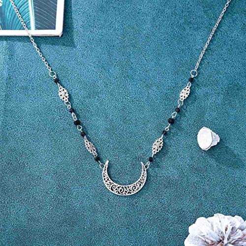 Jovono Retro Crescent Moon Head Chain Crystal Headpiece Fashion Hair Accesories for Women and Girls (Silver) - Image 2