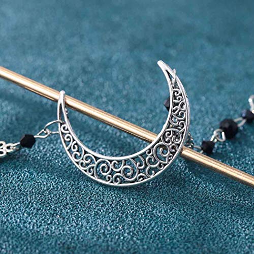 Jovono Retro Crescent Moon Head Chain Crystal Headpiece Fashion Hair Accesories for Women and Girls (Silver) - Image 3