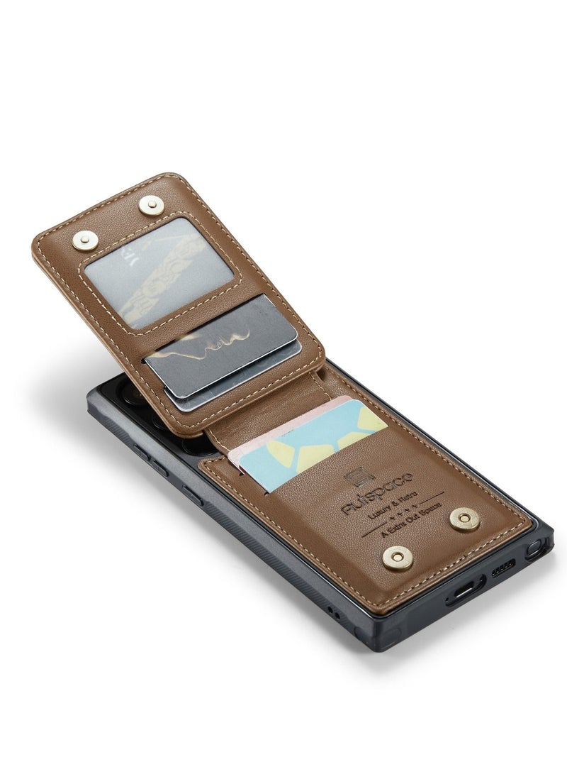 Suteni Back Cover Card Slots Leather Phone Case for Samsung - Image 3