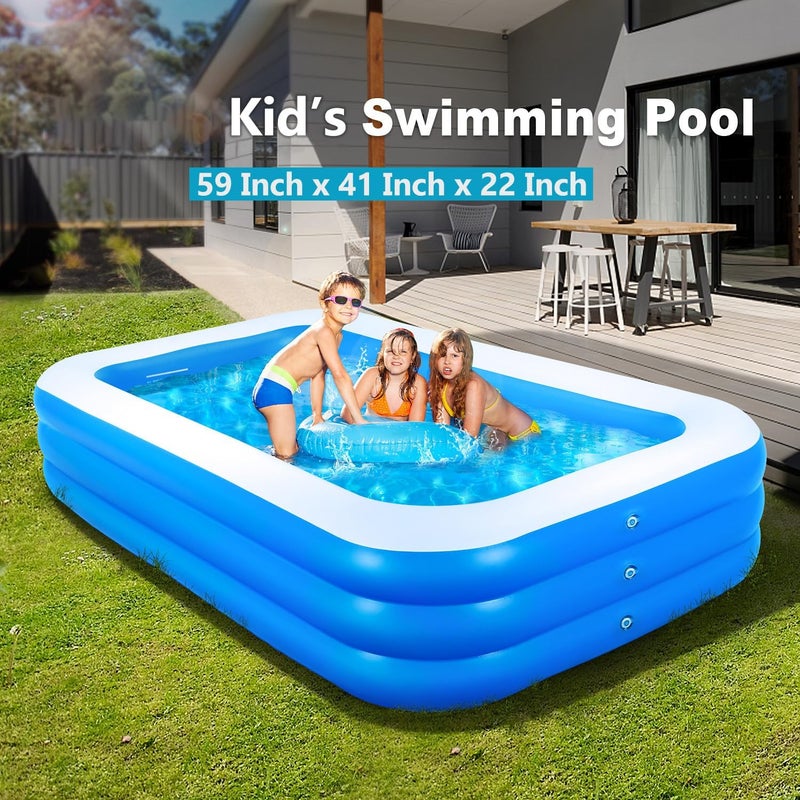 HI-FINE Inflatable Swimming Pool, Kiddie Pools for Kids, 59 x 42 x 22 inch Swimming Pool for Outdoors, Backyard - Image 2