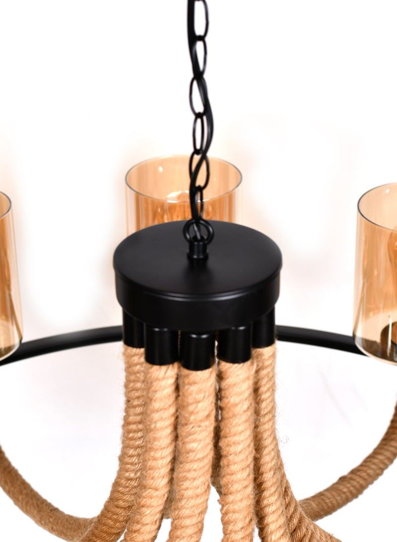 هابي لايت ثريا بطابع كلاسيكي من الخيش و المعدن القوي اسود - Image 5