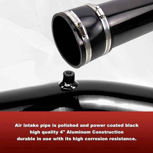 RULLINE 4" Air Intake System Air Intake Pipe with Oiled Filter Compatible with Ford F250 F350 F450 7.3L Powerstroke Diesel 1999.5-2003 Red - Image 3