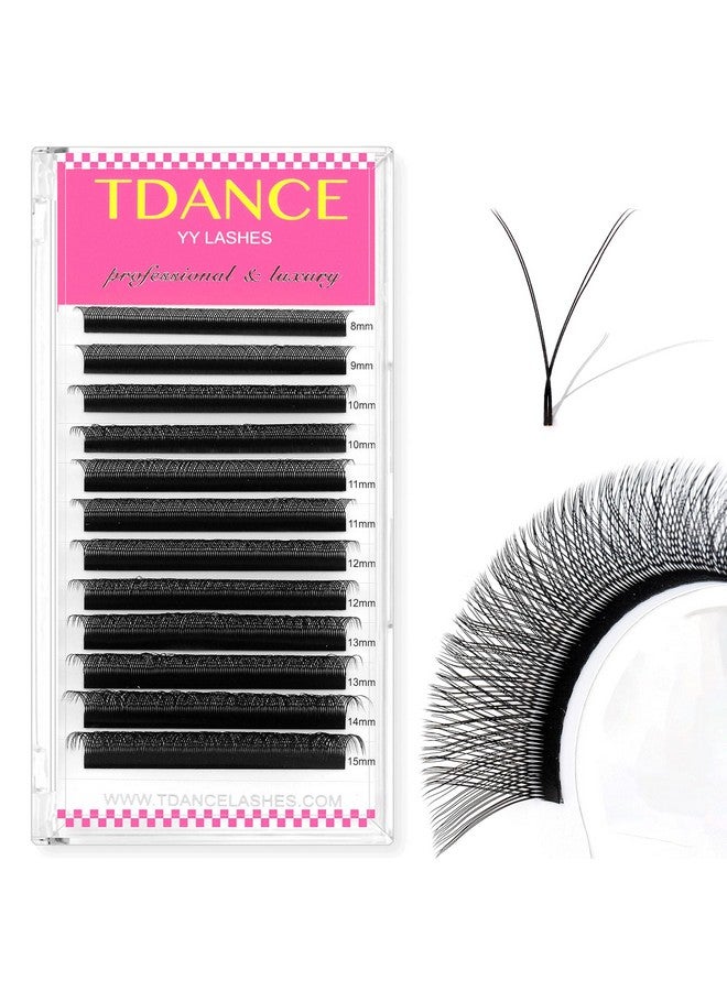 TDance Yy Lash Extensions D Curl 0.07Mm Thickness Volume Extension 4D Fans 8-15Mm Yy Lashes Long Lasting Easy Application Lashes Y Lashes Extensions Premade Fans Matte Black Lashes(Yy, D-0.07,8-15Mm) - Image 1