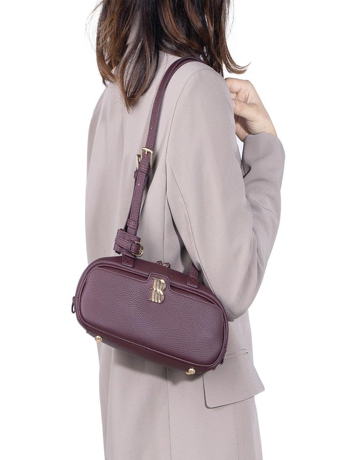 Royal Bagger Genuine Cow Leather Shoulder Handbag for Women, Cylinder Purse with Adjustable Strap, Fashion Women's Bag 3249 (Wine Purple) - Image 2