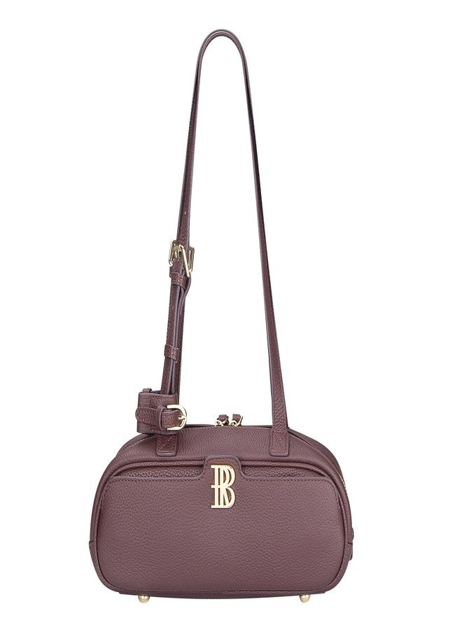 Royal Bagger Genuine Cow Leather Shoulder Handbag for Women, Cylinder Purse with Adjustable Strap, Fashion Women's Bag 3249 (Wine Purple) - Image 1
