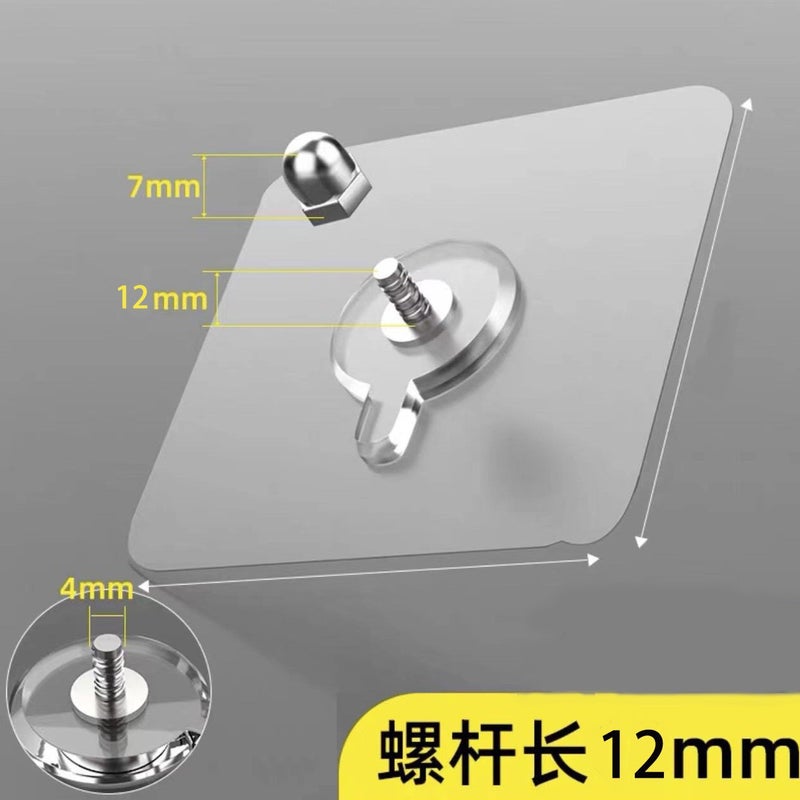 Seamless Adhesive Wall Hooks Strong Sticky Nail-Free Hangers 12mm exposed screw sticker 