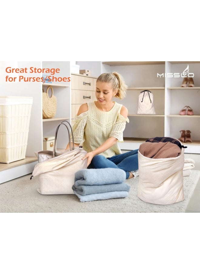 MISSLO Cotton Breathable Dust Proof Drawstring Storage Pouch Bag Pack 3 L  - Image 2