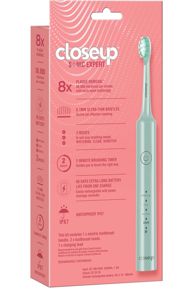 Closeup Sonic Expert Green Rechargeable Toothbrush - Image 2