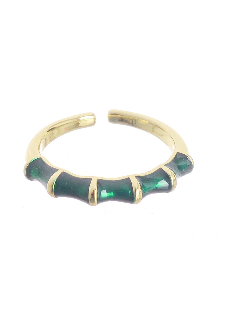 Akher el Ankoud - Gold Ring with Green Zircon Stones Free Size - Image 1