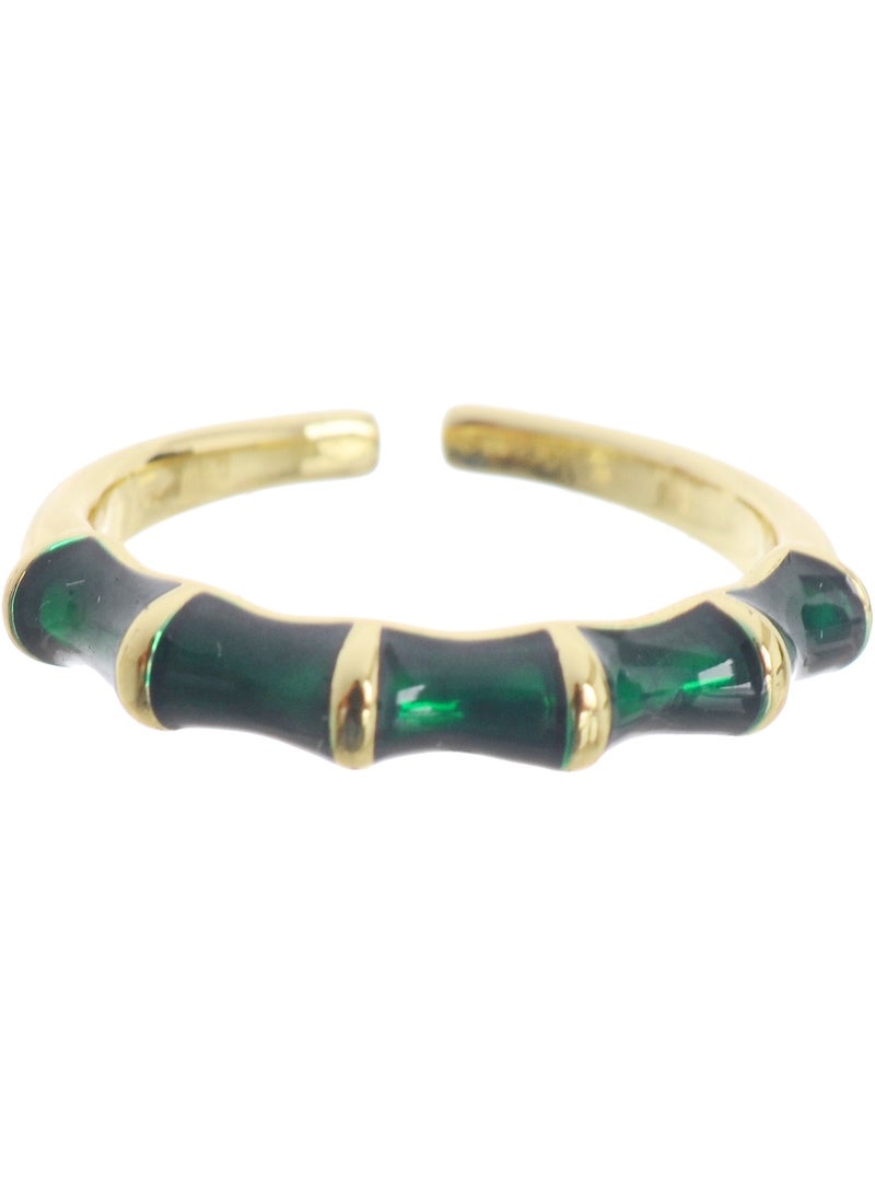 Akher el Ankoud - Gold Ring with Green Zircon Stones Free Size - Image 1