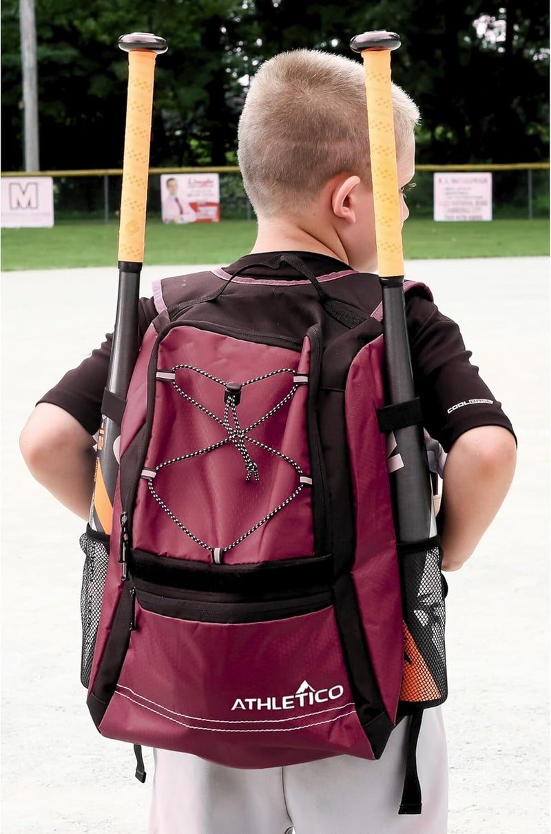Athletico Youth Baseball Bag - Bat Backpack for Baseball, T-Ball & Softball Equipment & Gear | Holds Bat, Helmet, Glove | Fence Hook - Image 5