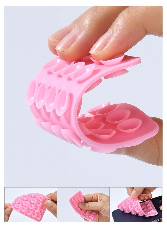 Zittop 2 Pack Double Sided Silicone Suction Cup Phone Case Mount, Non Slip Phone Accessories, Hands-Free Strong Grip Silicon Phone Holder for Selfies and Videos (White Pink) - Image 2
