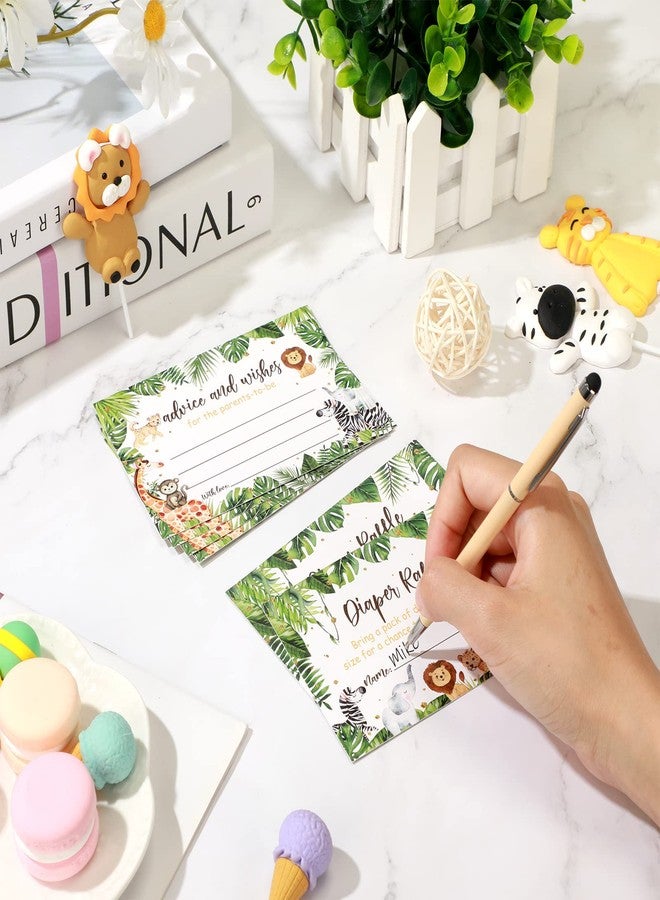 Marspark 51 Pieces Woodland Baby Shower Card Box and Advice Cards, Diaper Raffle Game Box Tickets, Animals Safari Creatures Party Decorations for Baby Shower, Birthday, Gender Reveal (Jungle Animal Theme) - Image 5