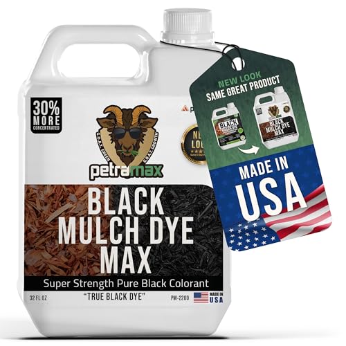 Petra Black Mulch Dye Spray Use with PetraTools Sprayer to Refresh Fading Landscape - Black Dye to Wood Mulch for Landscaping - Rubber, Pine Straw, Bark, Cedar & Playground Cover (3,600 Sq Ft, 32 Oz) - Image 1