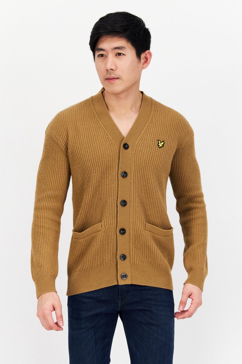 Lyle & Scott Men V-Neck Long Sleeve Brand Logo Cardigans, Cedar Dusk - Image 1