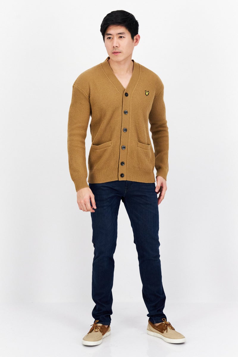 Lyle & Scott Men V-Neck Long Sleeve Brand Logo Cardigans, Cedar Dusk - Image 3
